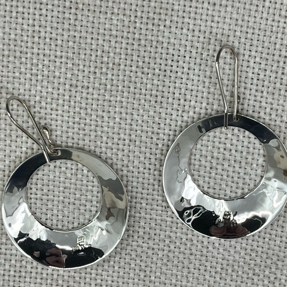 ✨ Vintage ATI 925 Sterling Silver Mexico Hammered Hoop Dangle Earrings - Picture 12 of 17